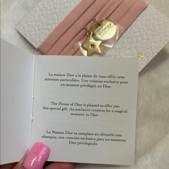 Dior Blush Pink Ribbon with Gold Star Accents - Choker , Bracelet - Picture 5 of 8